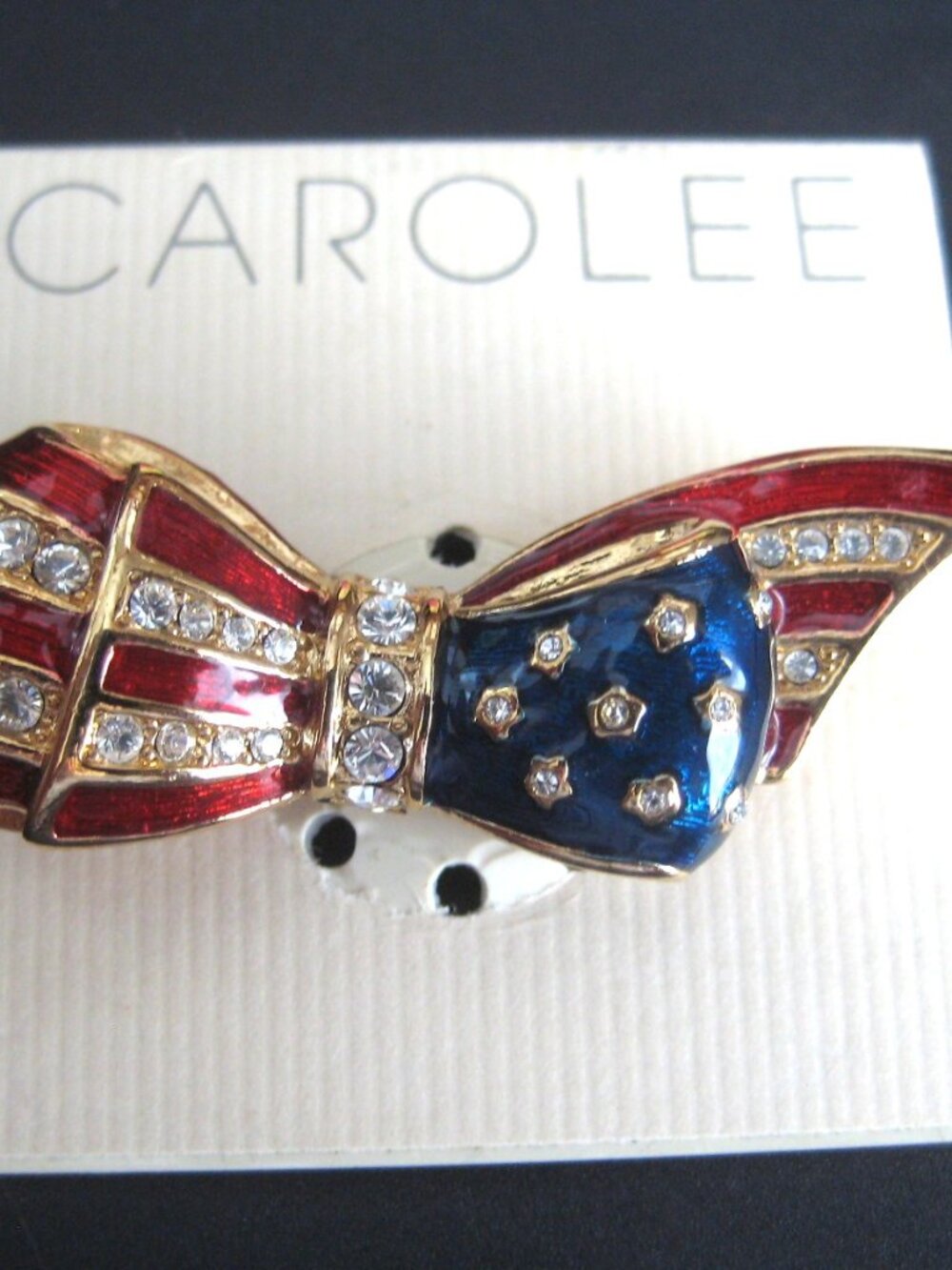 CAROLEE GOLDTONE RHINESTONE & ENAMEL FLAG COLORS PIN BROOCH